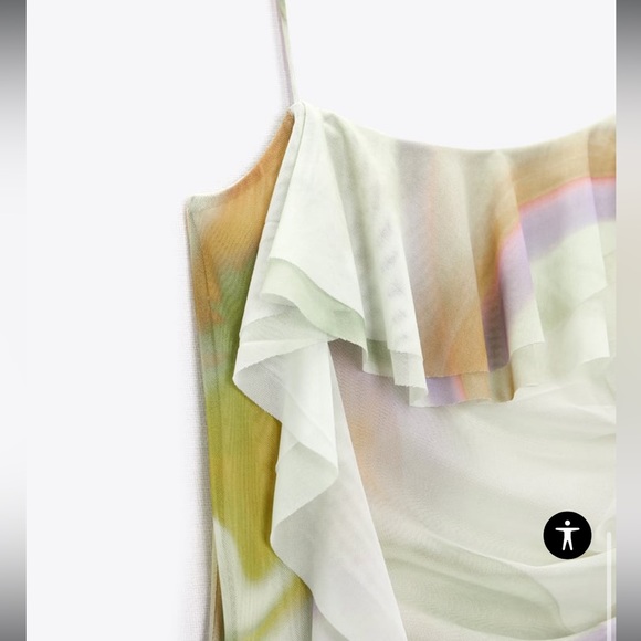 Green purple Tie dye tulle Zara summer dress - Picture 7 of 11